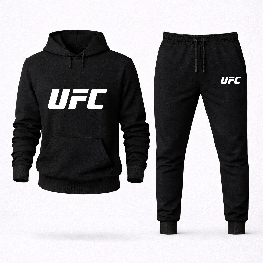 UFC White Hoodie and Joggers Set - Black