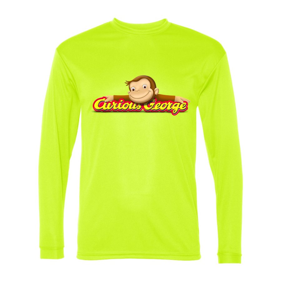 Men's Curious George Polyester Long Sleeve T-Shirt - Safety Yellow