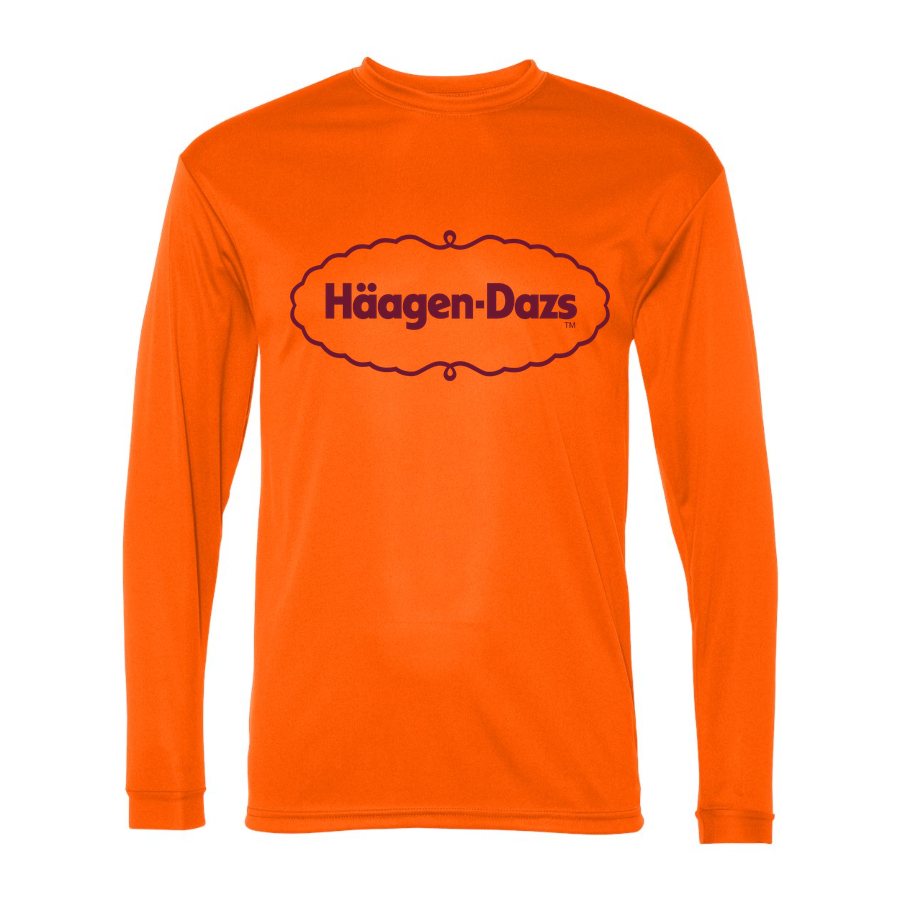 Men's Haagen Datz food Polyester Long Sleeve T-Shirt - Safety Orange