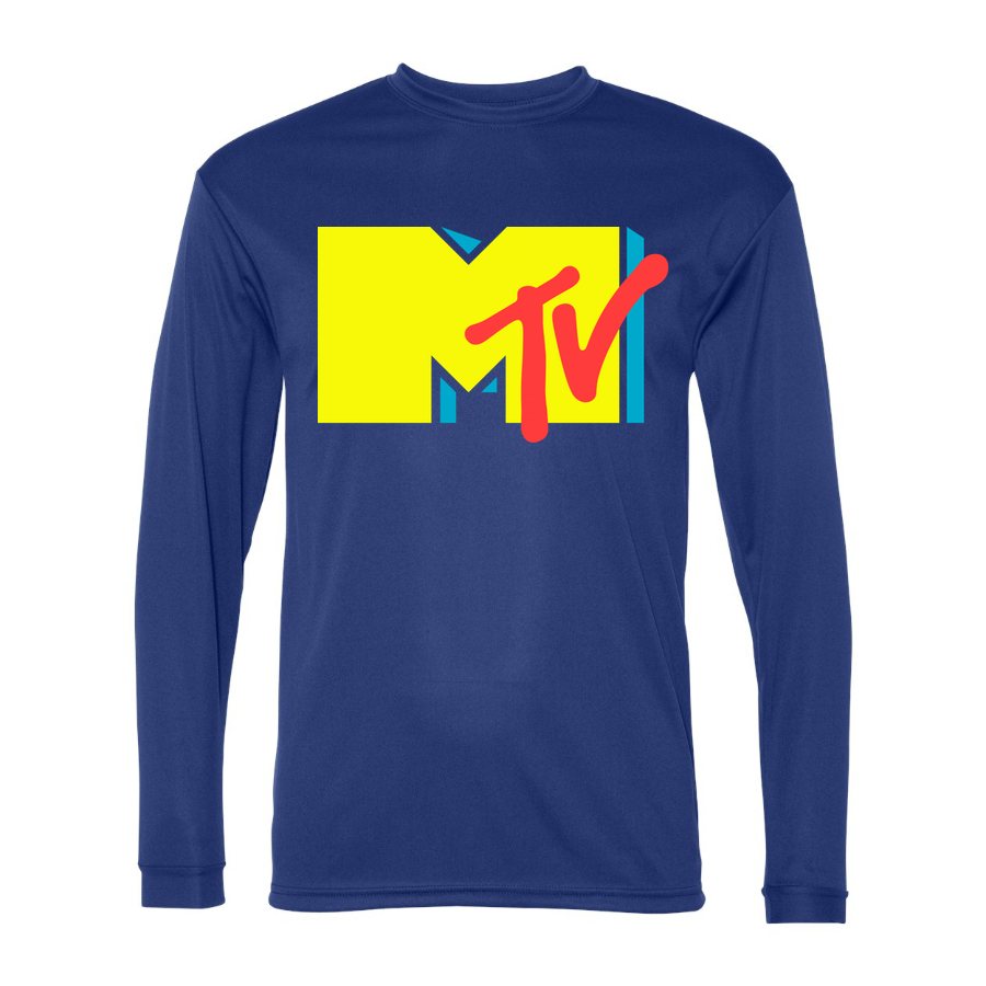 Men's mtv Polyester Long Sleeve T-Shirt - Royal Blue