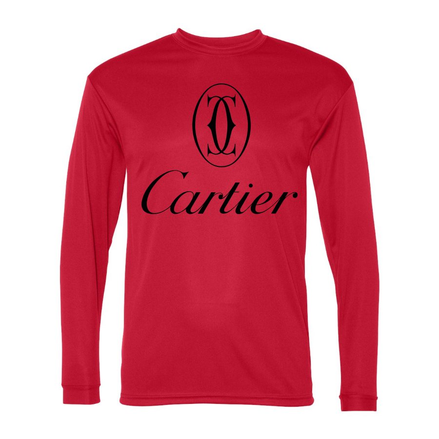 Men's Cartier Black Logo Polyester Long Sleeve T-Shirt - Red