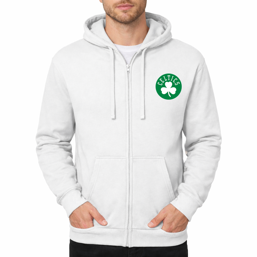 Men's Boston Celtics Zipper Hoodie - White