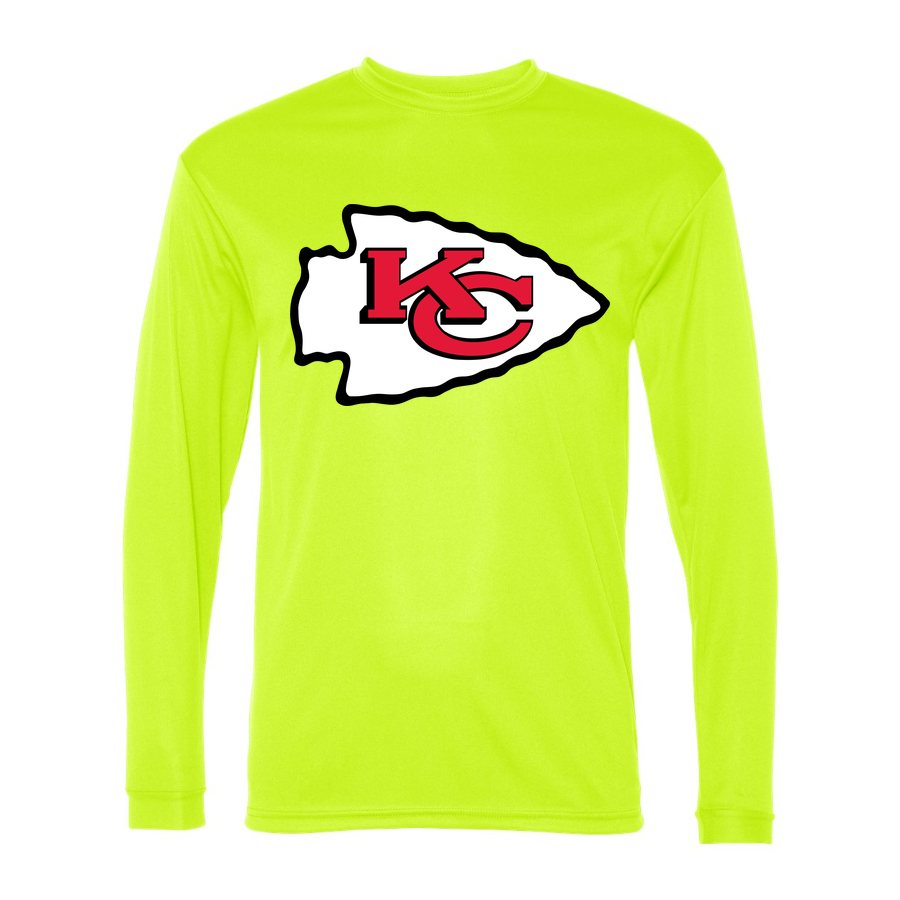 Men's Kansas City Chiefs Polyester Long Sleeve T-Shirt - Safety Yellow