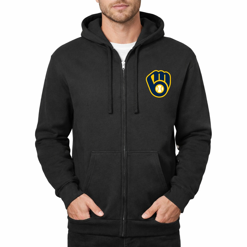Men's Milwaukee Brewers Zipper Hoodie - Black