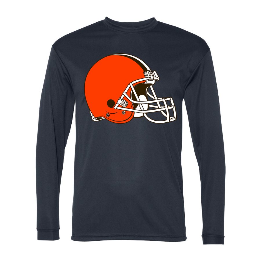 Men's Cleveland Browns Polyester Long Sleeve T-Shirt - Navy