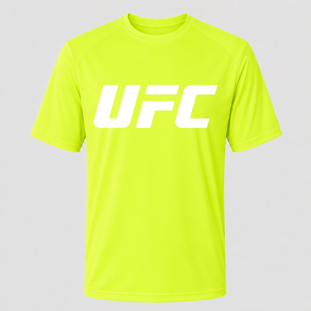 Men's UFC White Performance T-Shirt - Safety Green