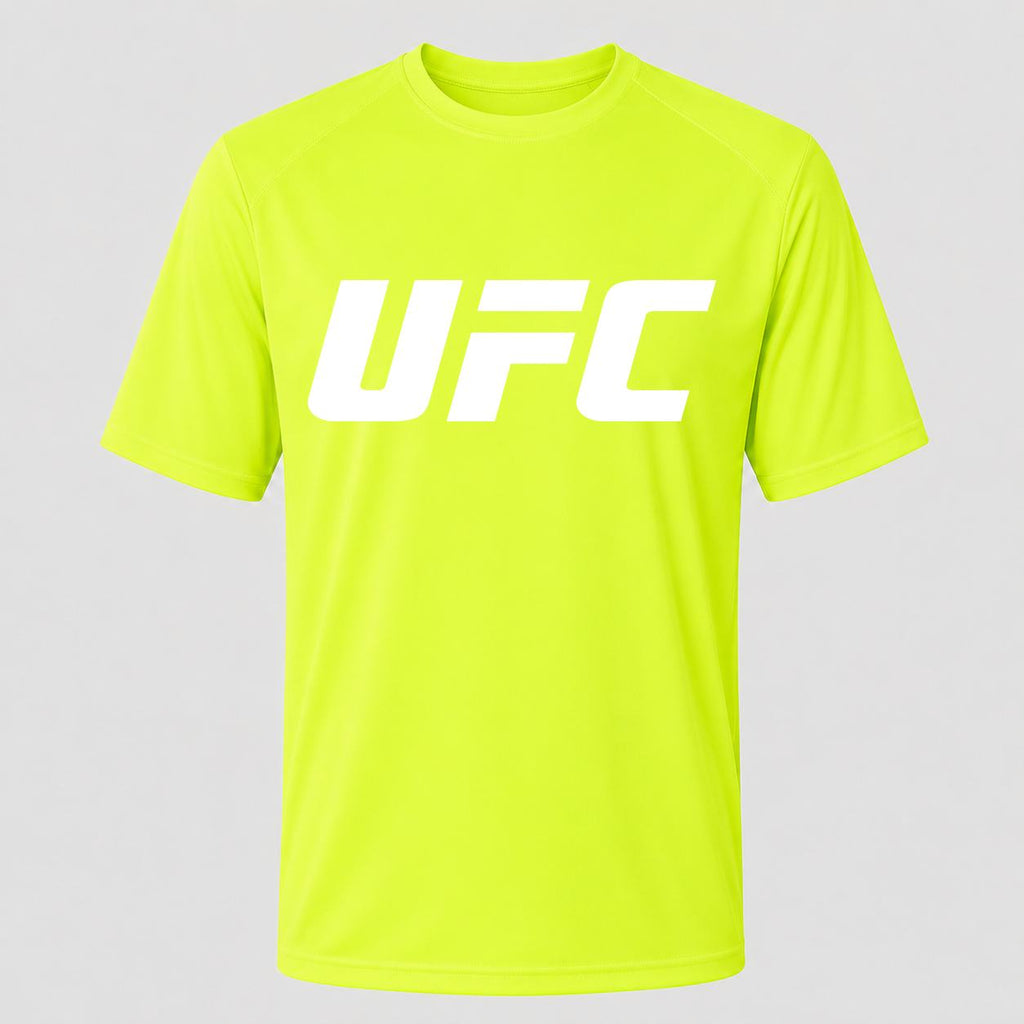 Men's UFC White Performance T-Shirt - Safety Green