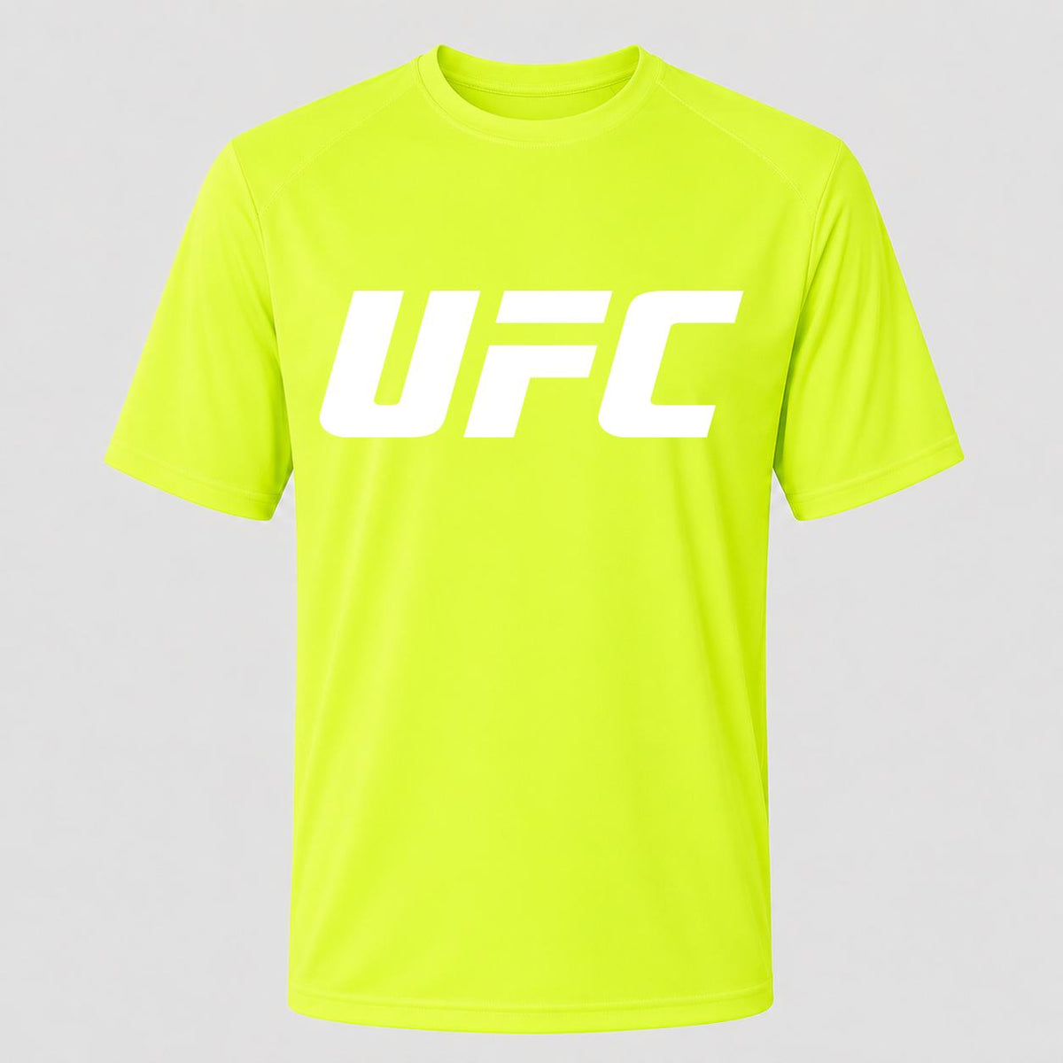 Men's UFC White Performance T-Shirt - Safety Green