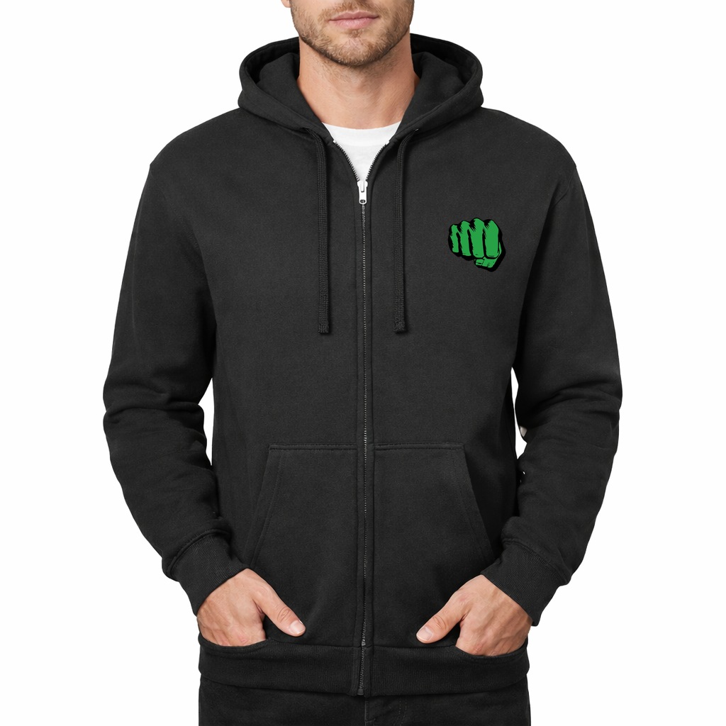 Hulk Punch Zipper Hoodie - Black