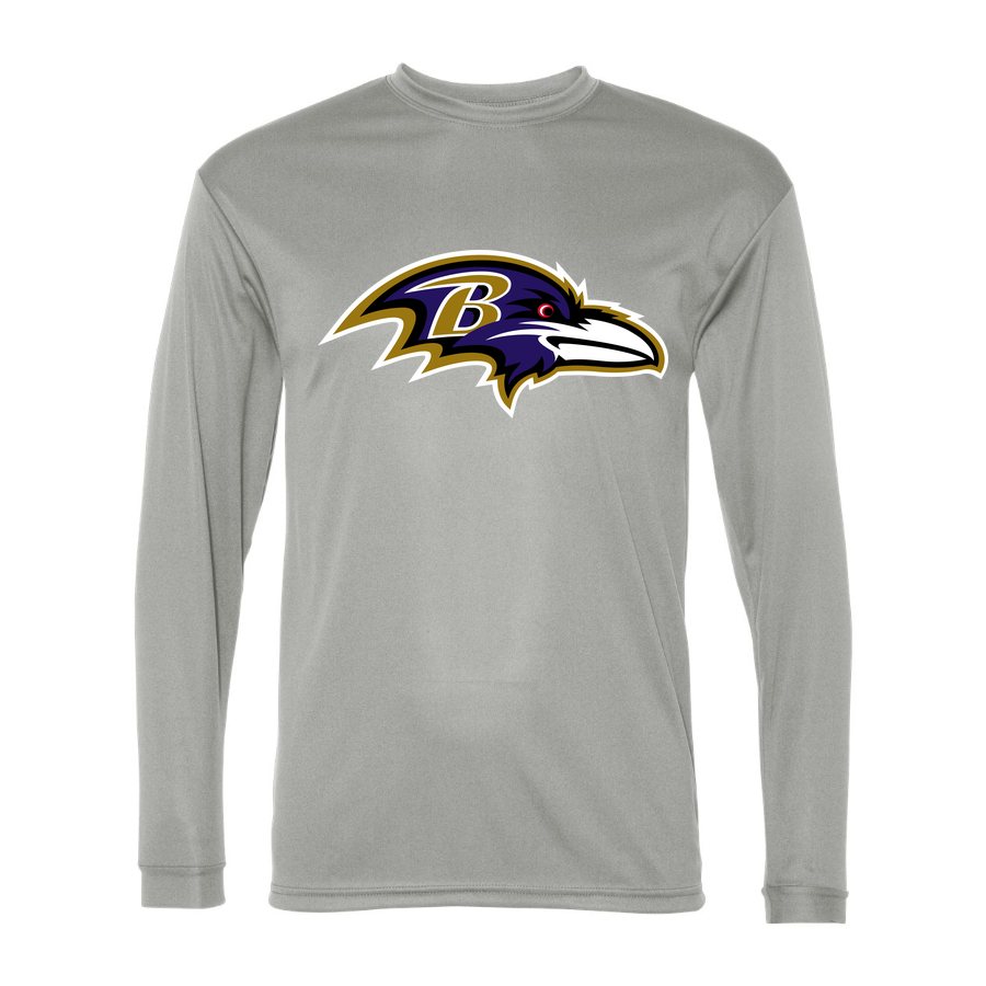 Men's Baltimore Ravens Polyester Long Sleeve T-Shirt - Silver