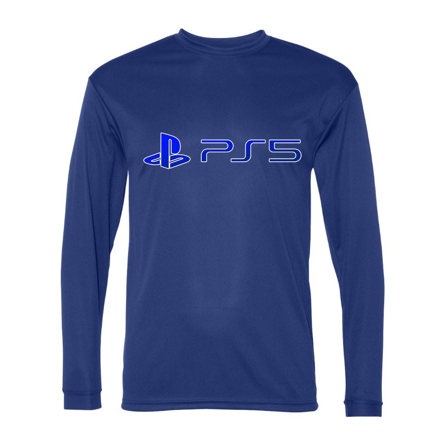 Men's PlayStation 5 Blue Logo Polyester Long Sleeve T-Shirt - Royal Blue