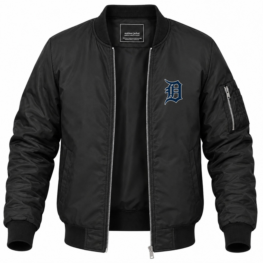 Men's Detroit Tigers Lightweight Bomber Jacket - Black
