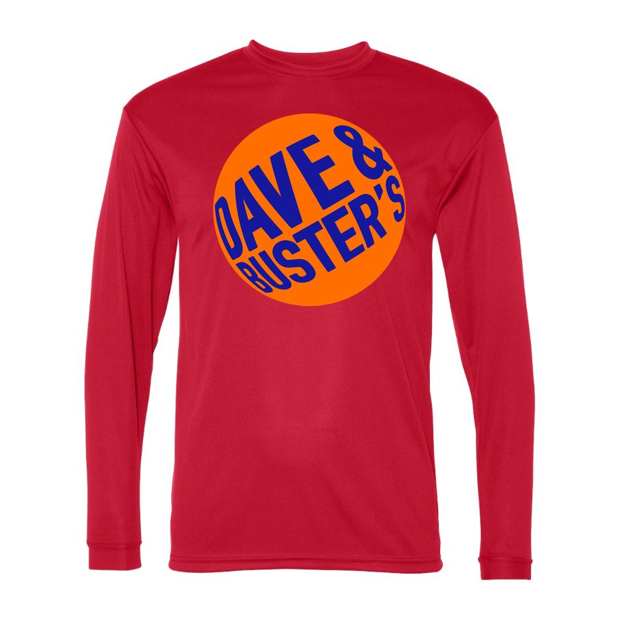 Men's Dave & Buster's Polyester Long Sleeve T-Shirt - Red