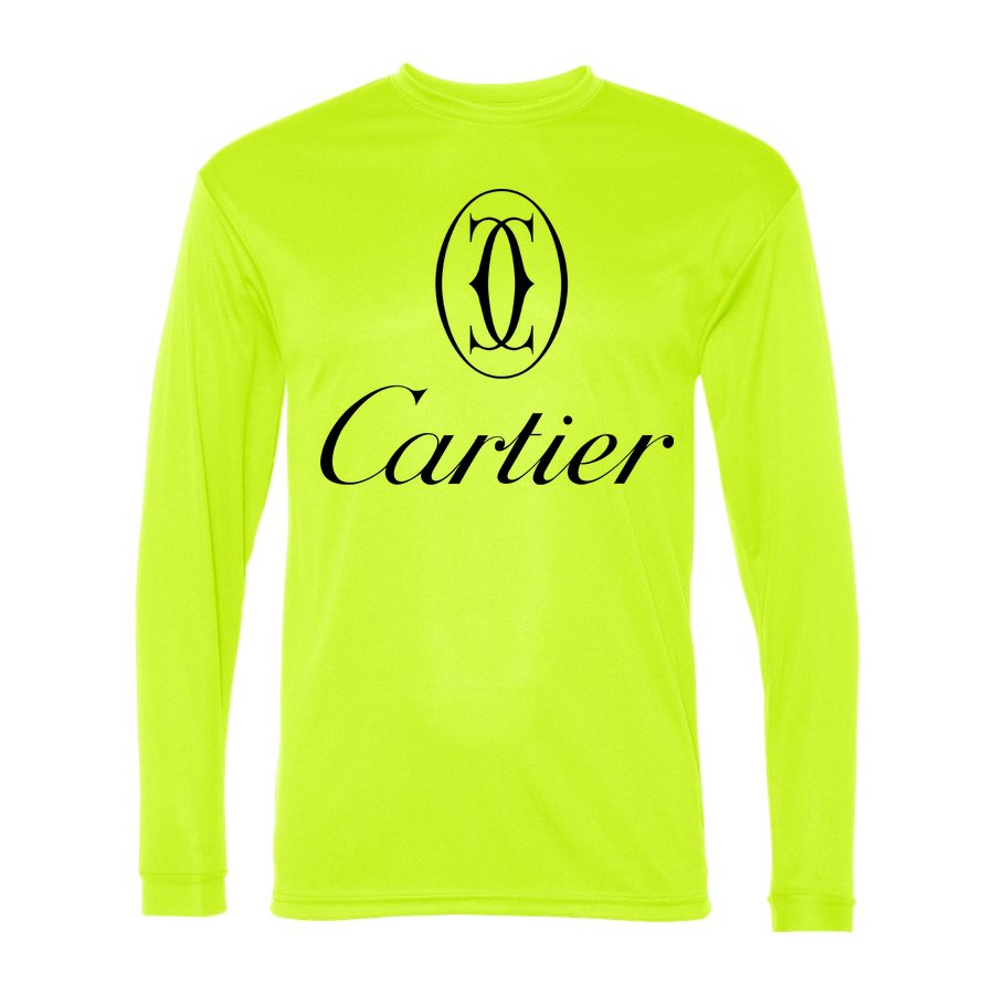 Men's Cartier Black Logo Polyester Long Sleeve T-Shirt - Safety Yellow