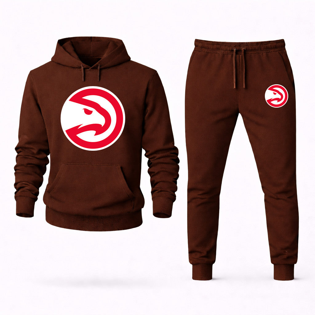 Atlanta Hawks Hoodie and Joggers Set - Brown