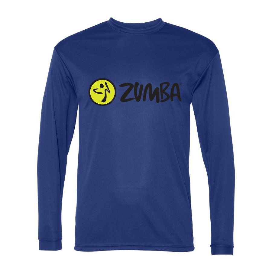 Men's Zumba Fitness Polyester Long Sleeve T-Shirt - Royal Blue