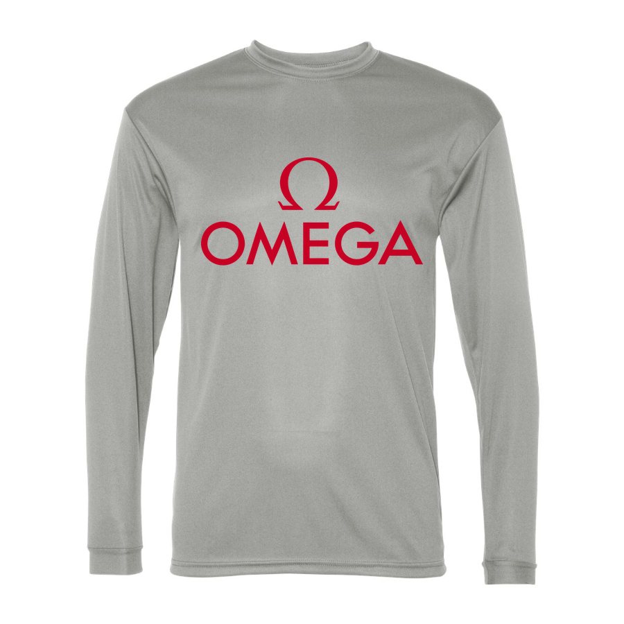 Men's Omega Polyester Long Sleeve T-Shirt - Silver