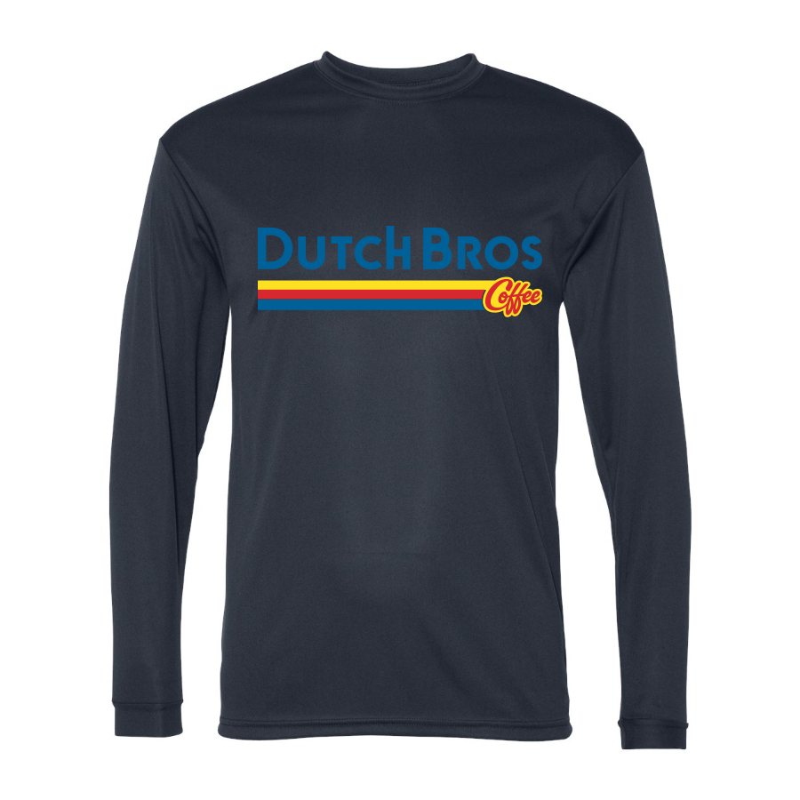 Men's Dutch Bros Coffee Polyester Long Sleeve T-Shirt - Navy