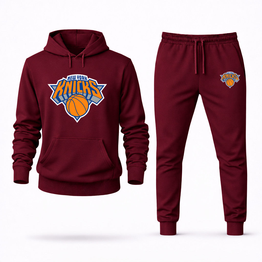 New York Knicks Hoodie and Joggers Set - Burgundy