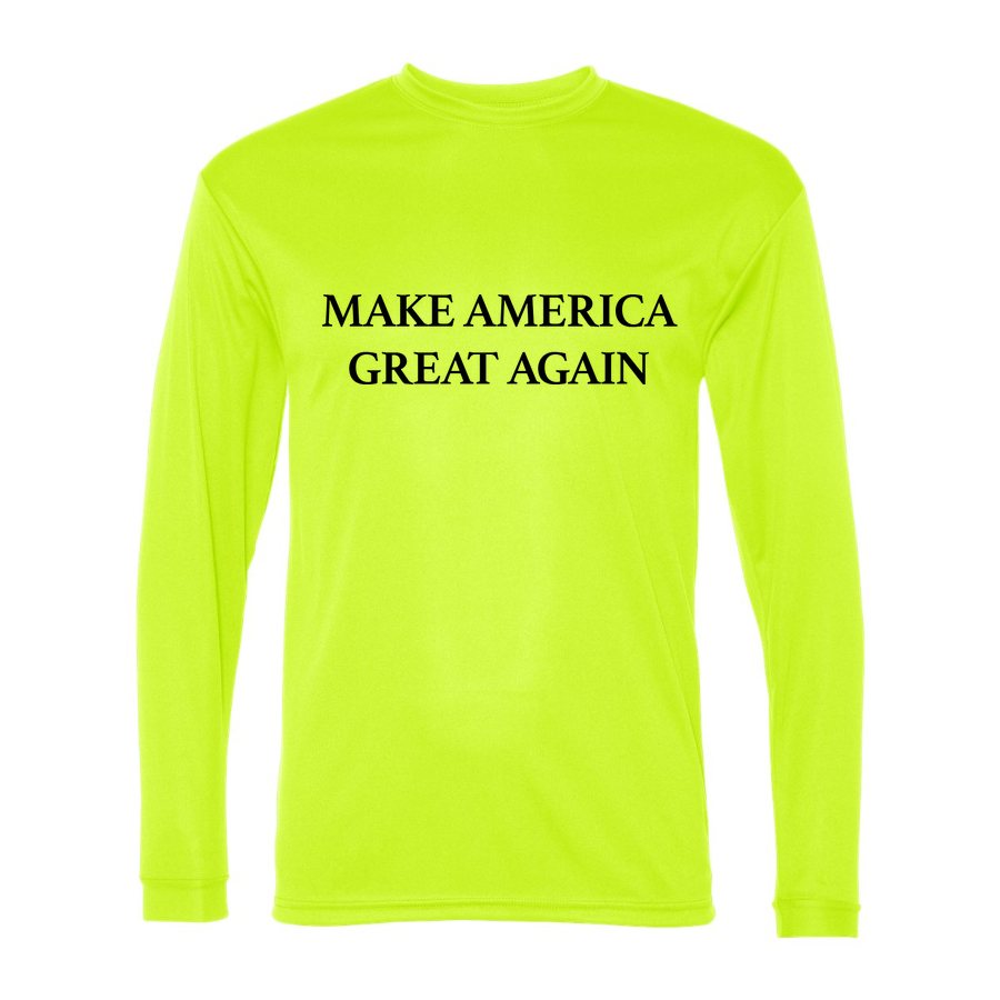 Men's Make America Great Again Polyester Long Sleeve T-Shirt - Safety Yellow