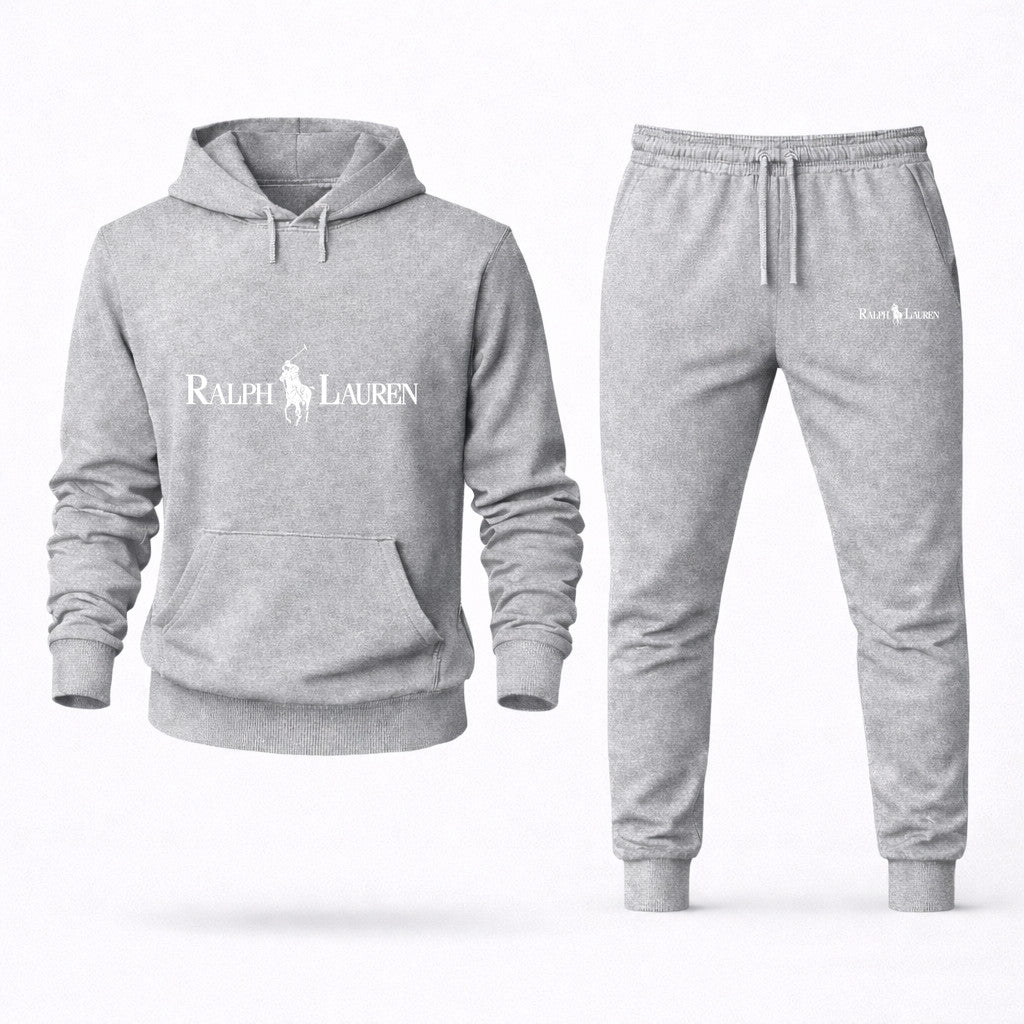 Polo Ralph Lauren White Hoodie and Joggers Set - Grey