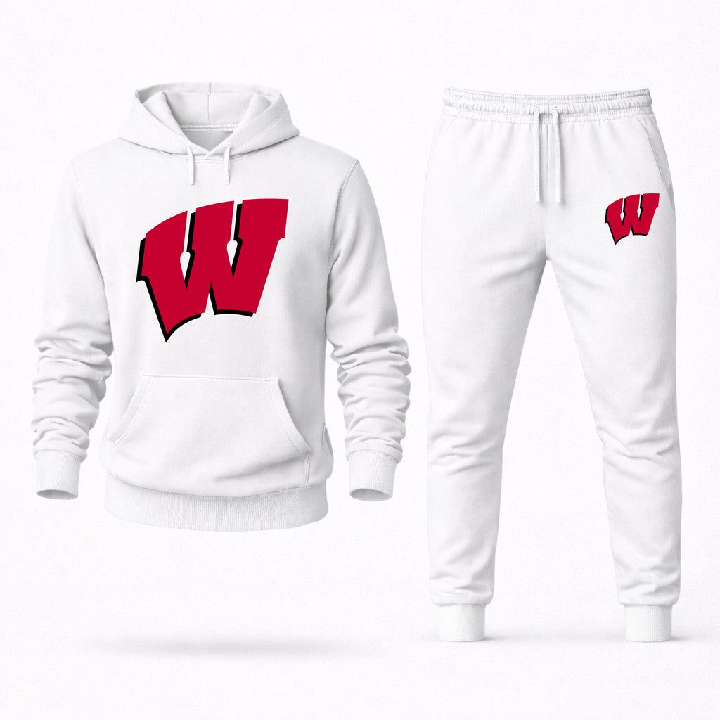 Wisconsin Badgers Hoodie and Joggers Set - White