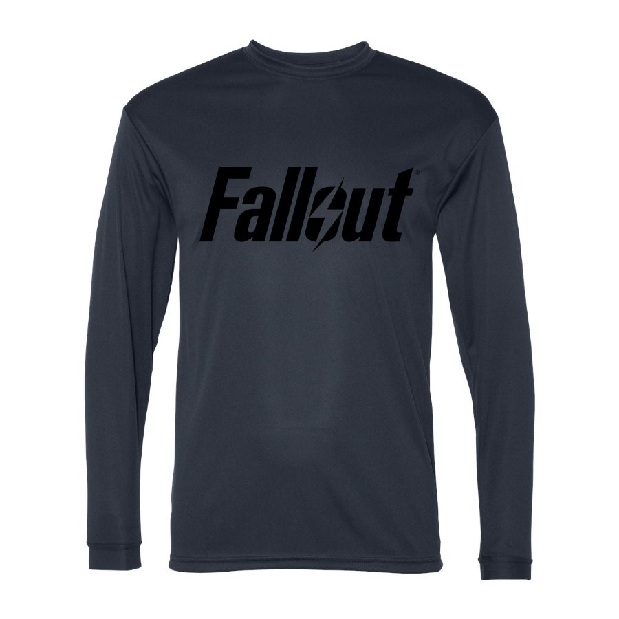 Men's Fallout Black Logo Polyester Long Sleeve T-Shirt - Navy