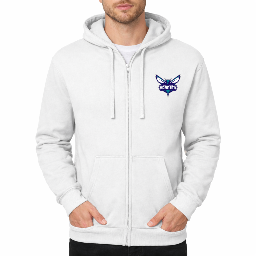 Men's Charlotte Hornets Zipper Hoodie - White