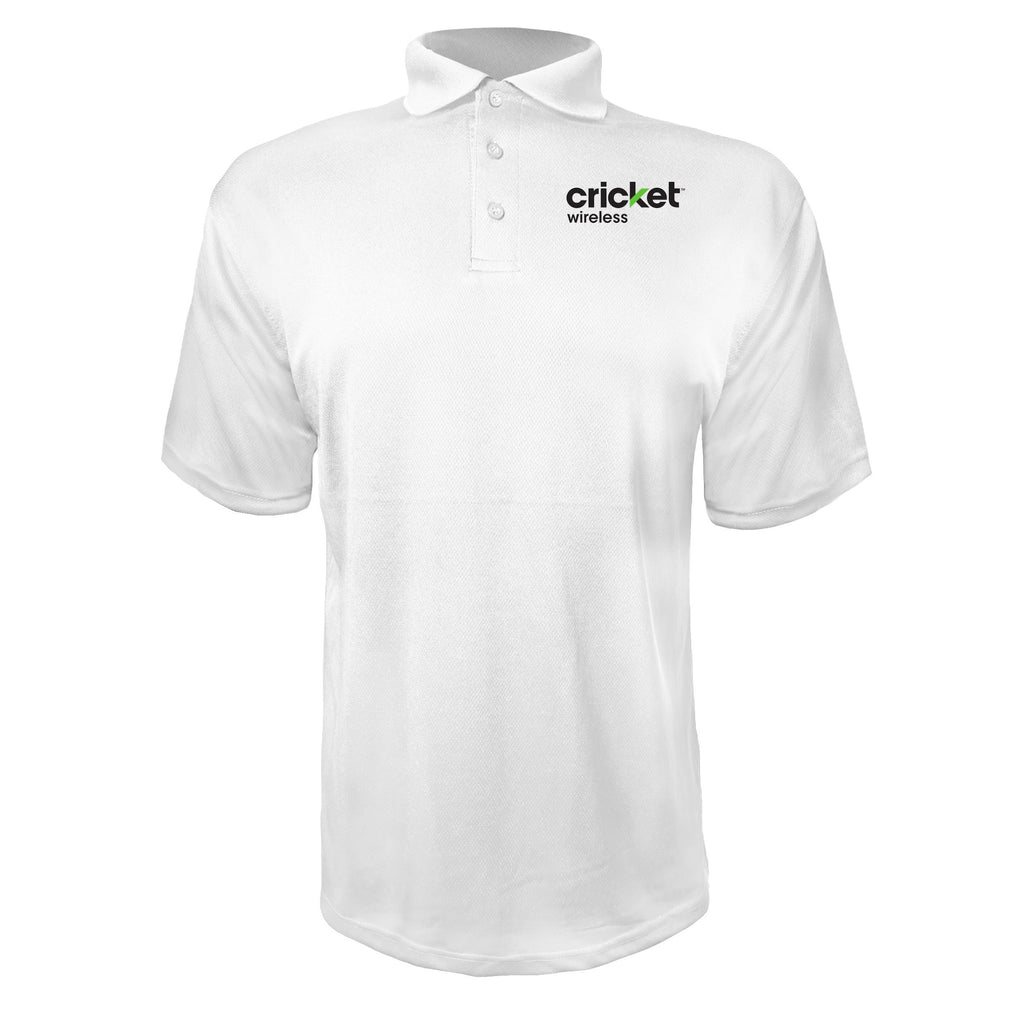 Cricket Wireless men's polyester polo in White