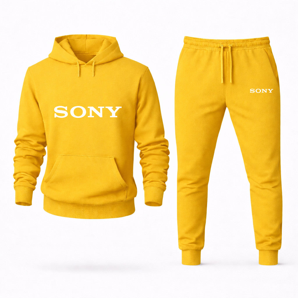 Sony White Hoodie and Joggers Set - Yellow