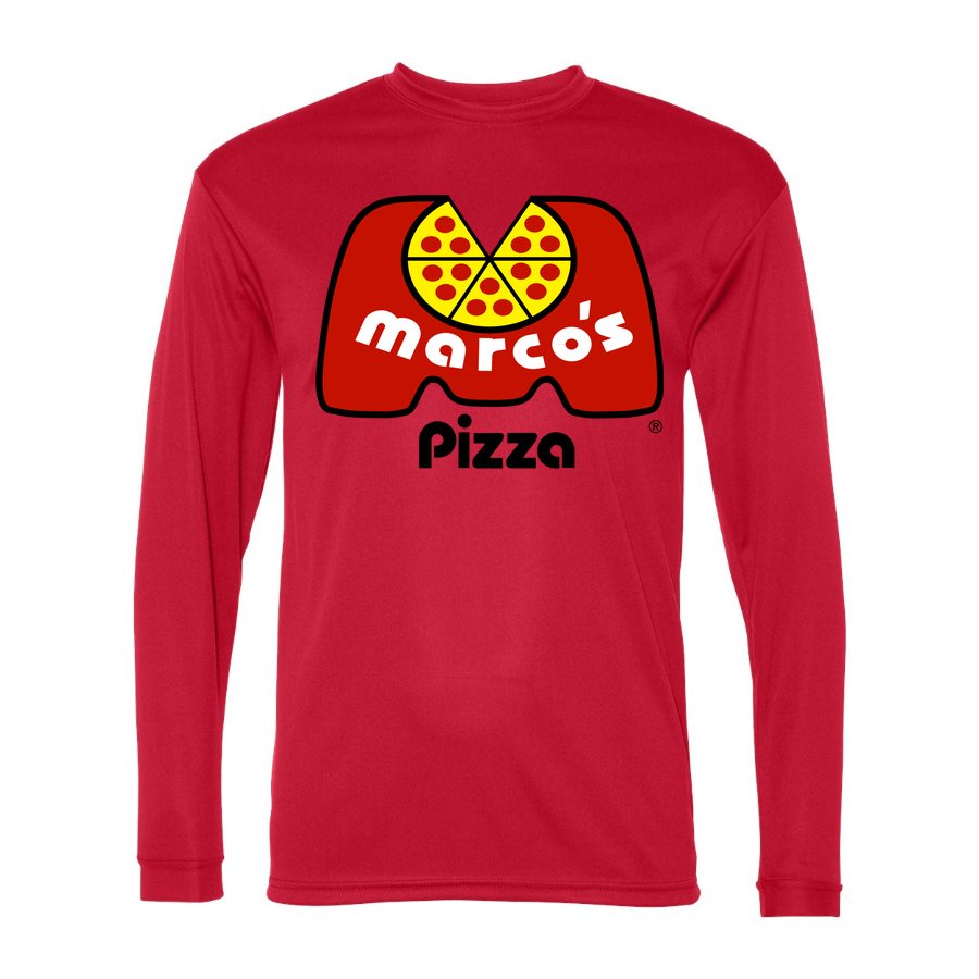Men's Marcos Pizza Polyester Long Sleeve T-Shirt - Red
