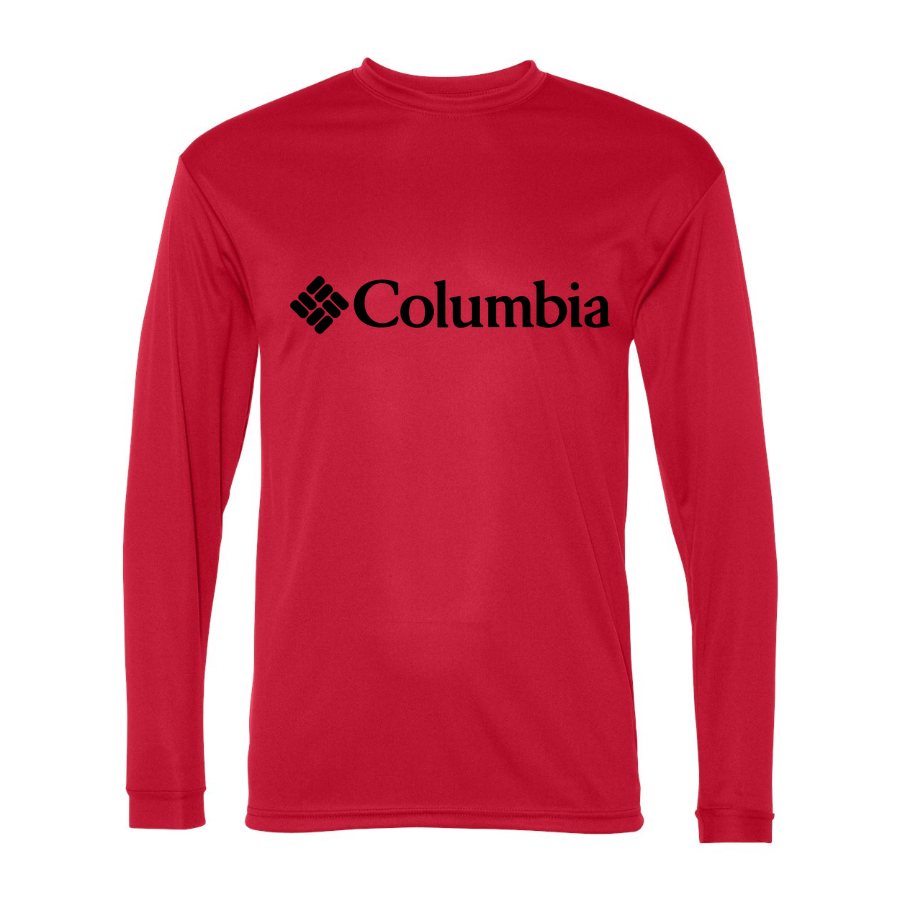 Men's Columbia Polyester Long Sleeve T-Shirt - Red