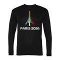 Men's Paris-2024-Olympics-logo-white Polyester Long Sleeve T-Shirt - Black