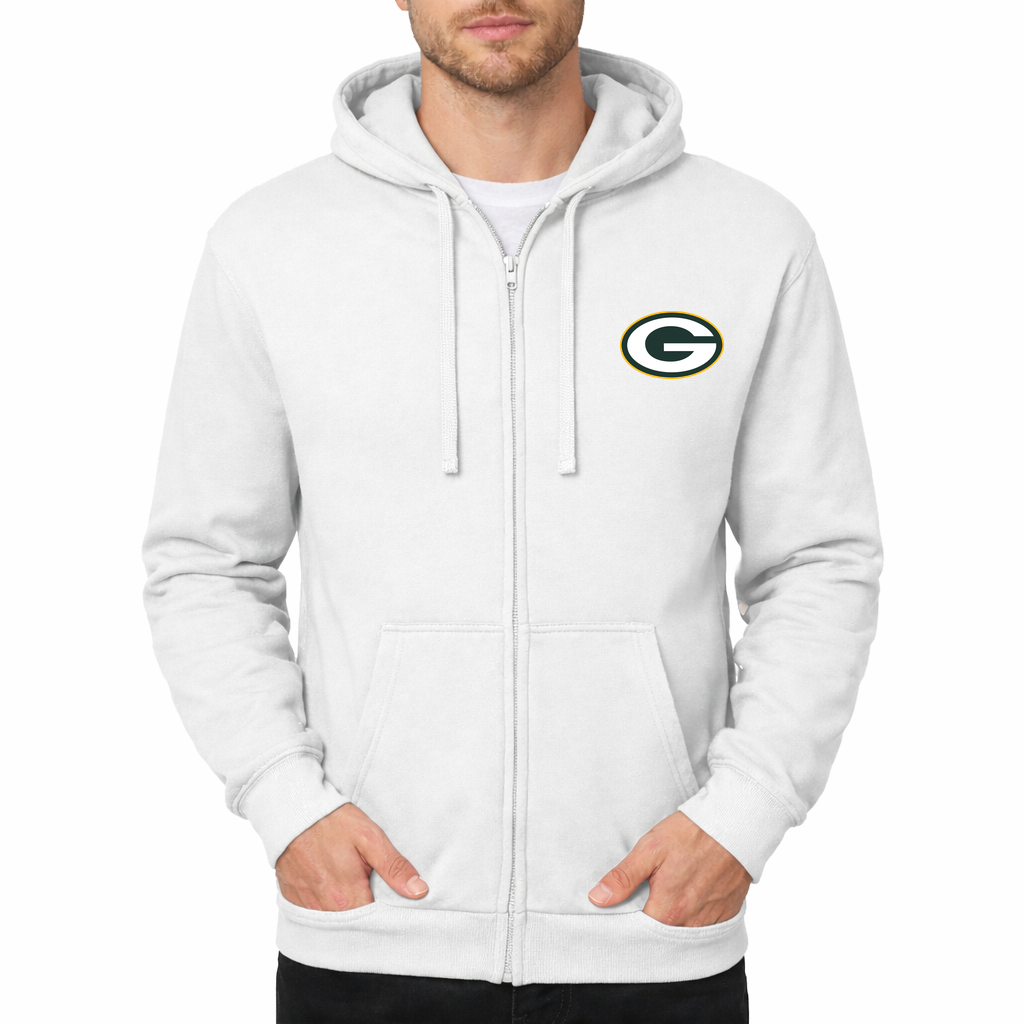 Men's Green Bay Packers Zipper Hoodie - White