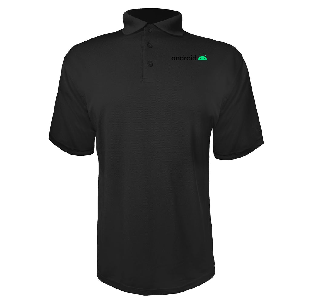 Android men's polyester polo in Black