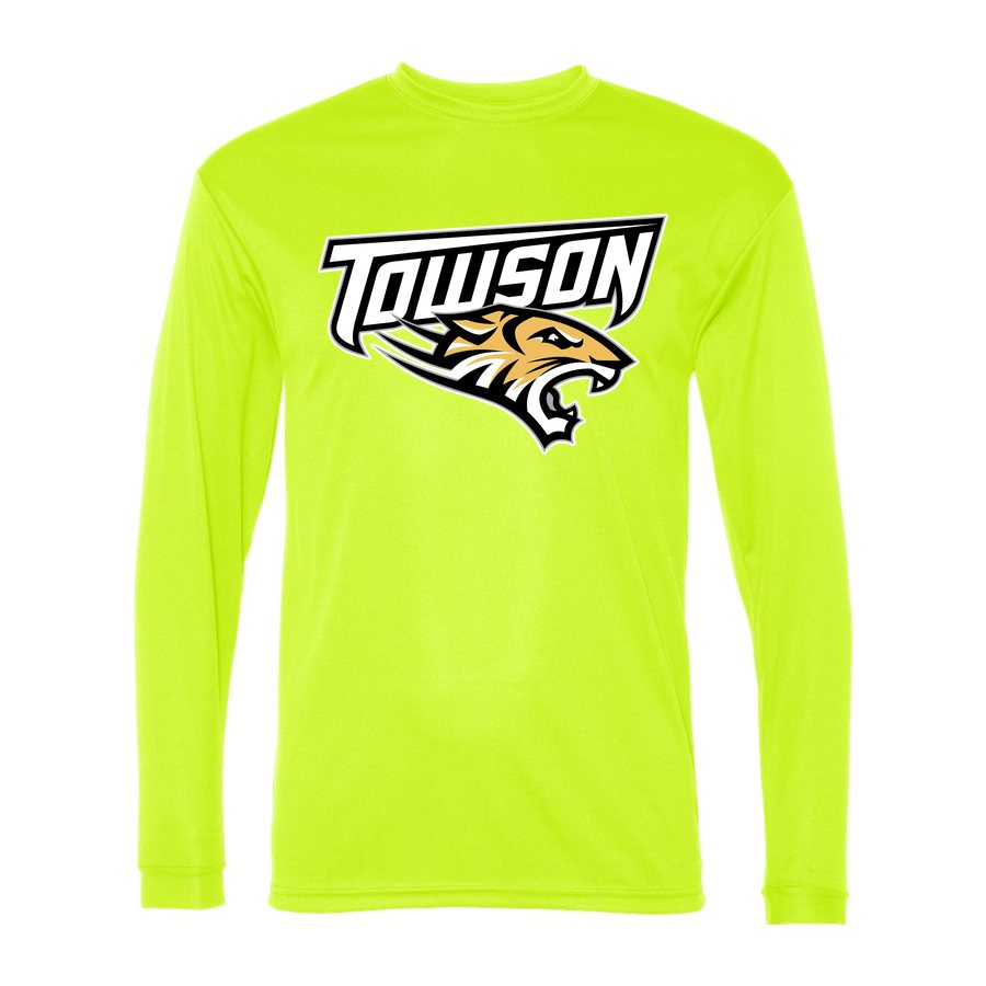 Men's Towson Tigers Polyester Long Sleeve T-Shirt - Safety Yellow