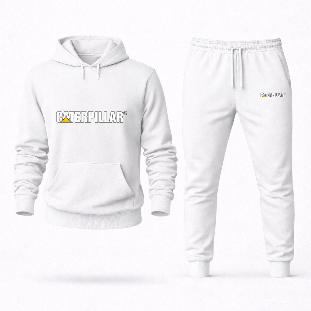 Caterpillar White Hoodie and Joggers Set - White