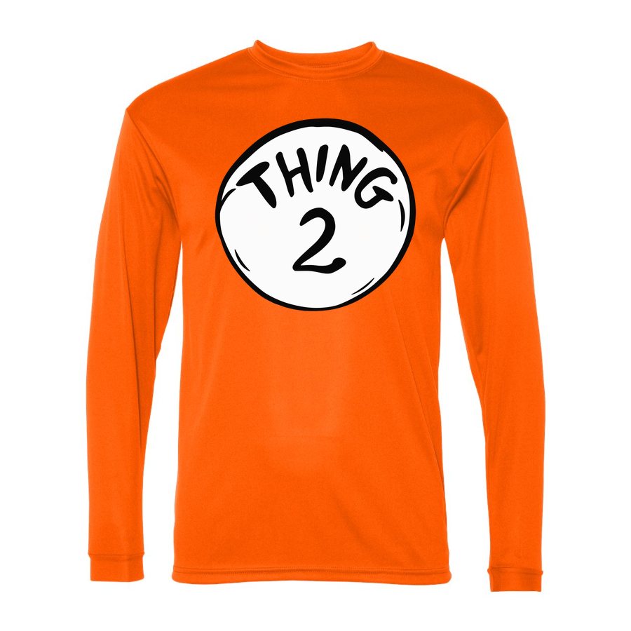 Men's Dr. Seuss Thing 2 Polyester Long Sleeve T-Shirt - Safety Orange