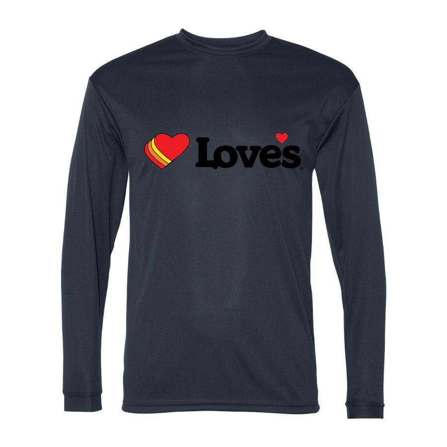 Men's Loves Travel Stops Polyester Long Sleeve T-Shirt - Navy