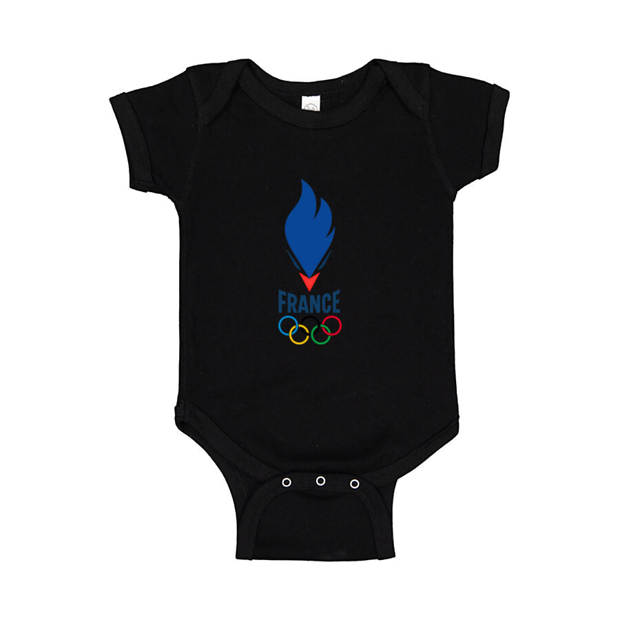 France 2024 Logo Baby Romper Onesie - Black