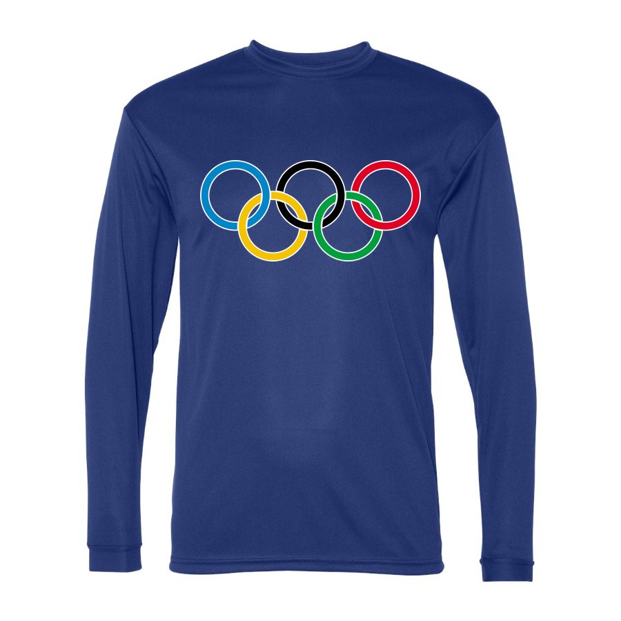 Men's Olympic Ring BK-logo Polyester Long Sleeve T-Shirt - Royal Blue