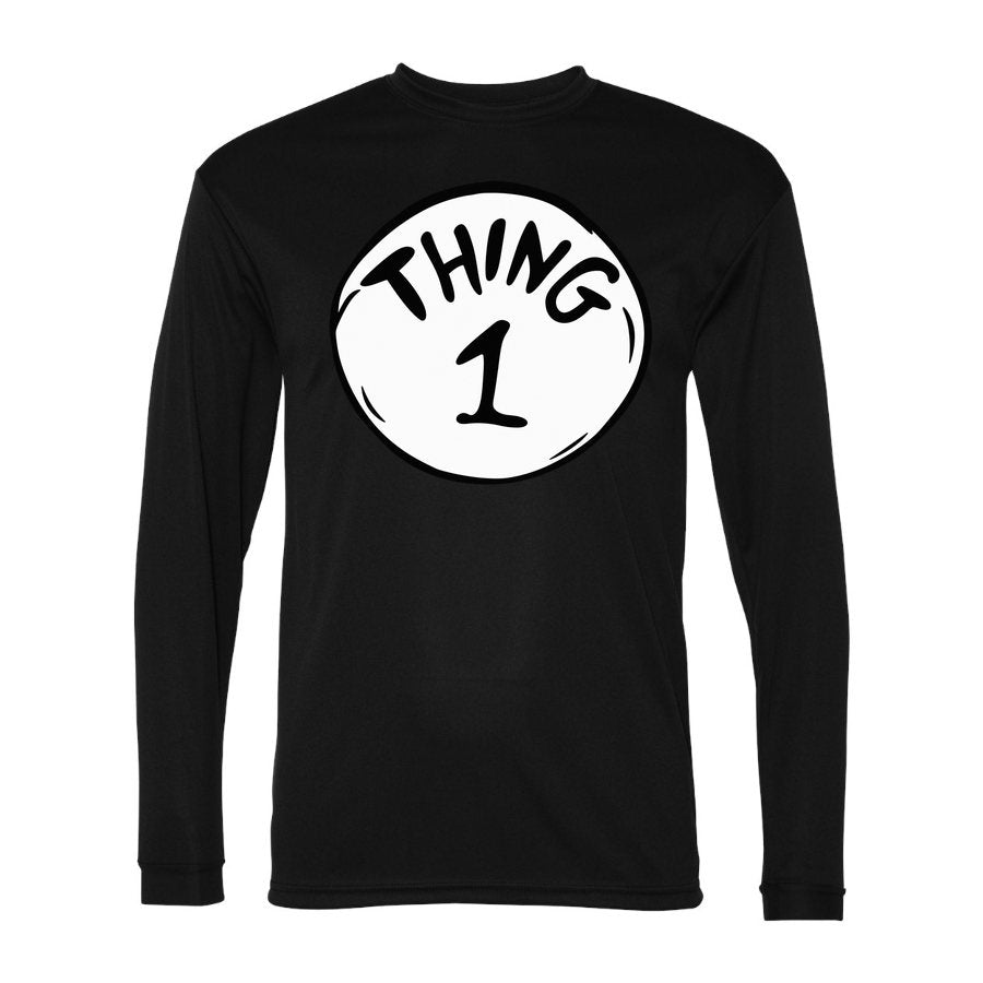 Men's Dr. Seuss Thing 1 Polyester Long Sleeve T-Shirt - Black