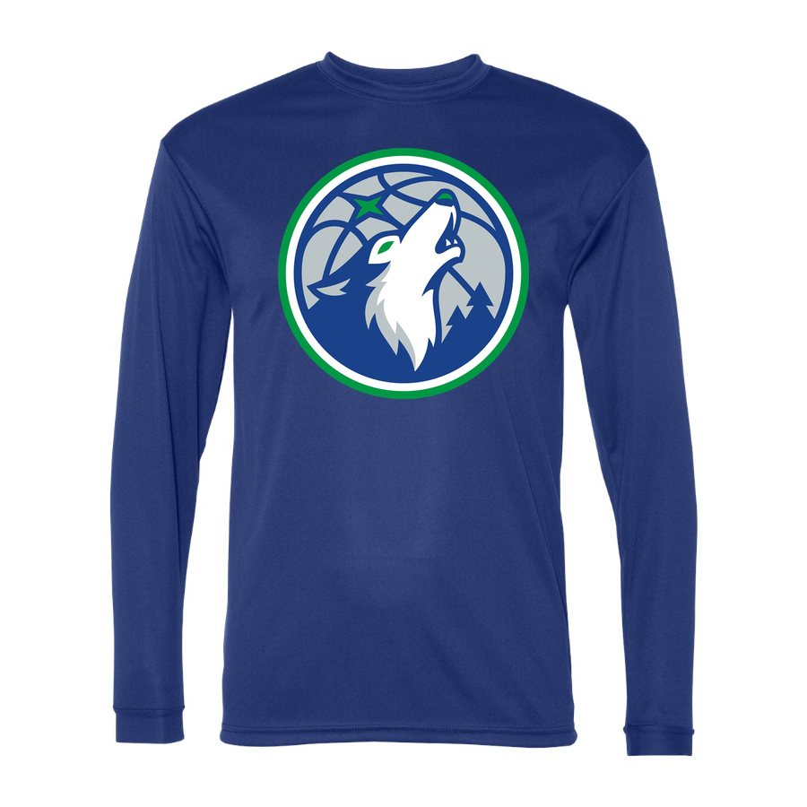 Men's Minnesota Timberwolves Polyester Long Sleeve T-Shirt - Royal Blue