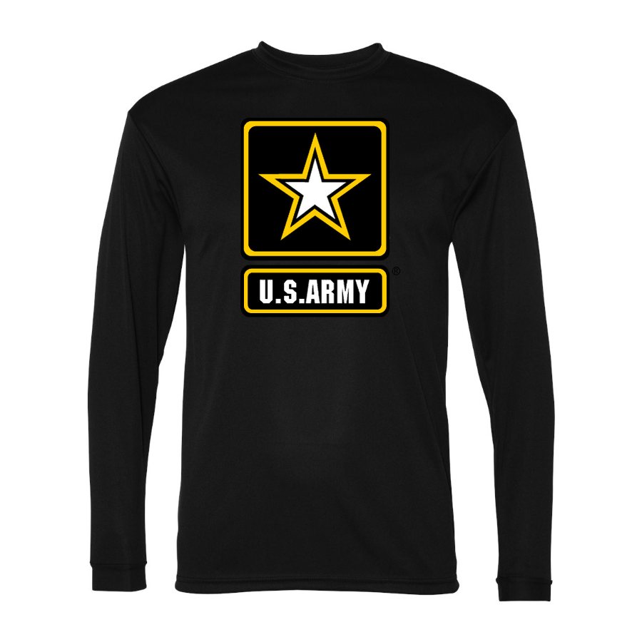Men's U.S. Army Polyester Long Sleeve T-Shirt - Black
