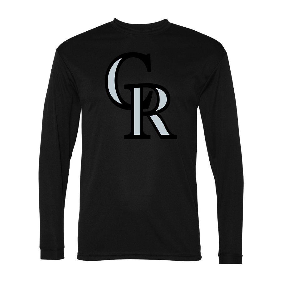 Men's Colorado Rockies Polyester Long Sleeve T-Shirt - Black