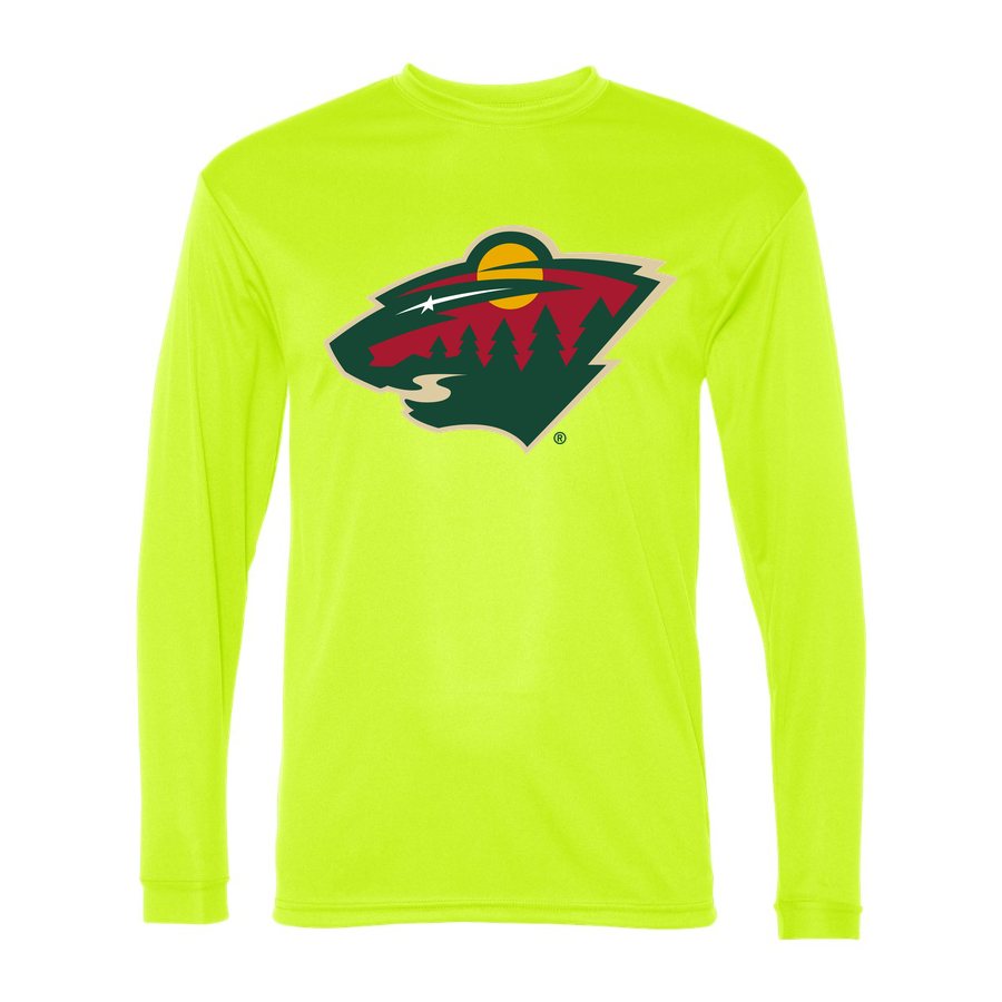 Men's Minnesota Wild Polyester Long Sleeve T-Shirt - Safety Yellow