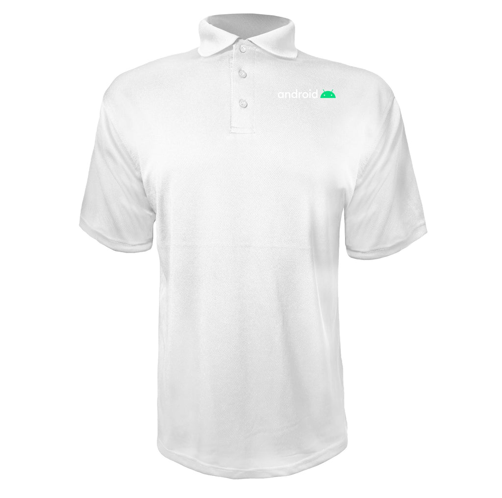 Android White men's polyester polo in White