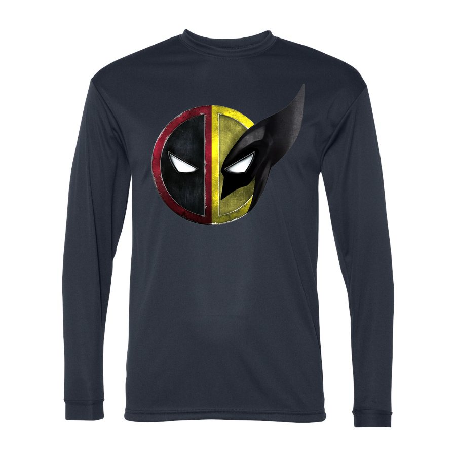 Men's deadpool & wolverine Polyester Long Sleeve T-Shirt - Navy