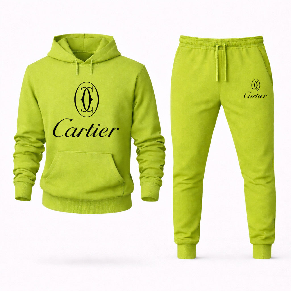 Cartier Black Hoodie and Joggers Set - Lime Green