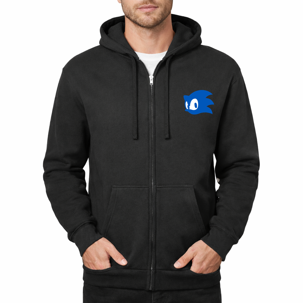 Sonic Zipper Hoodie - Black
